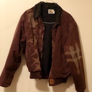 Burgundy Carhartt hand bleached jacket